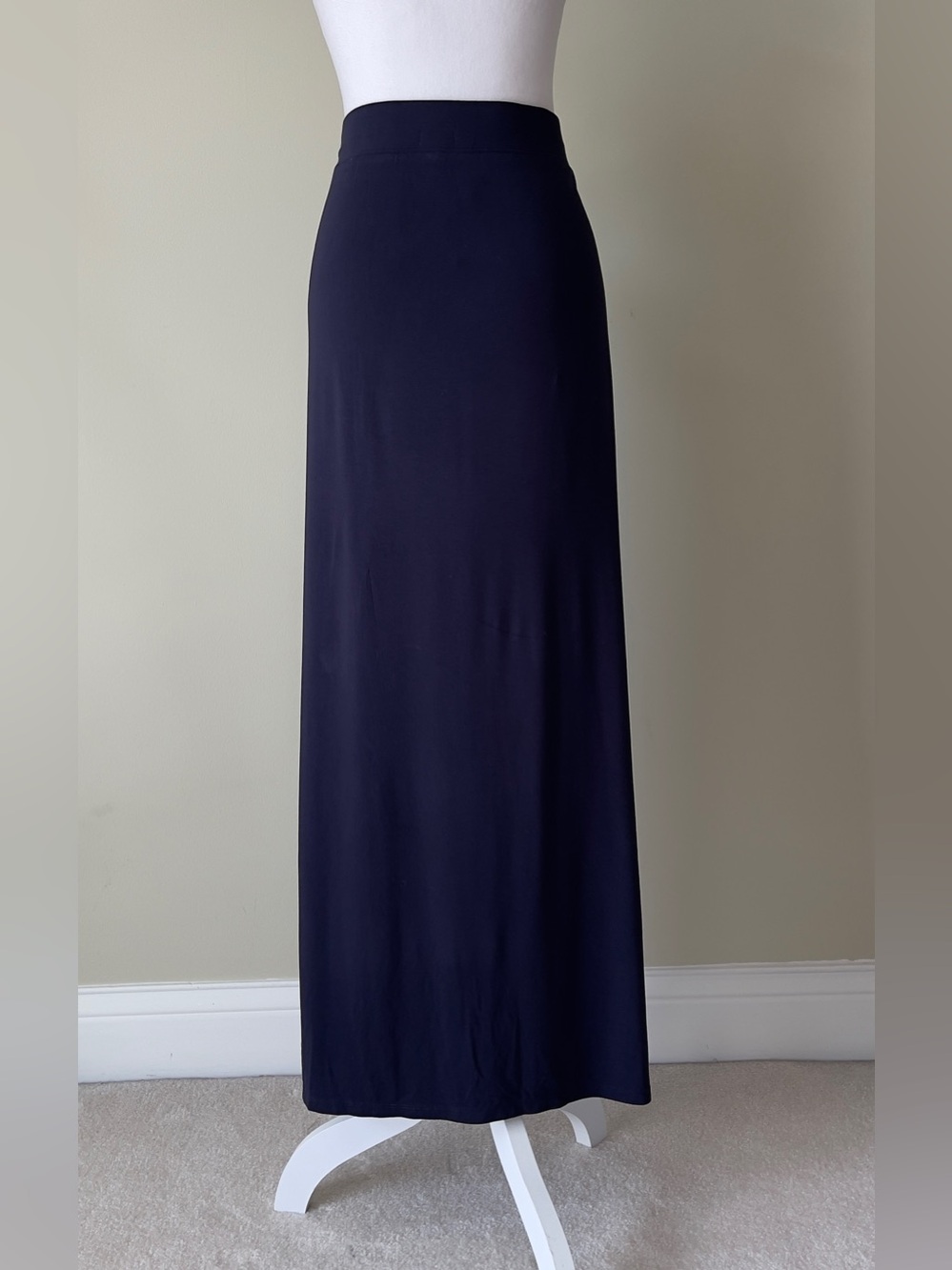 J. Crew Navy Maxi Skirt with Sleek High Waist with Elastic Waistband NWT Size XL - Picture 3 of 5